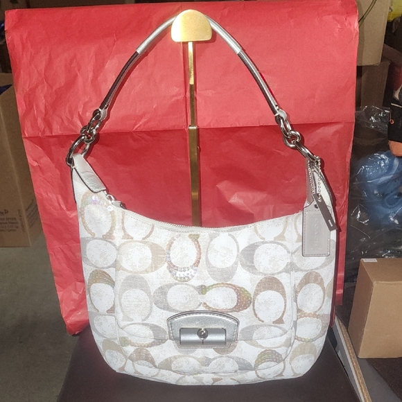 Coach Handbags - Coach Shimmery Signature Shoulder Bag Nwt